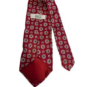 Vintage Isaco Italian Made Pure Silk Red Print Men's Necktie